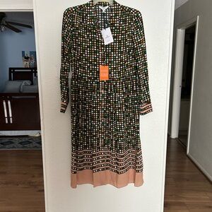 Elegant Long Sleeve Checkered Dress